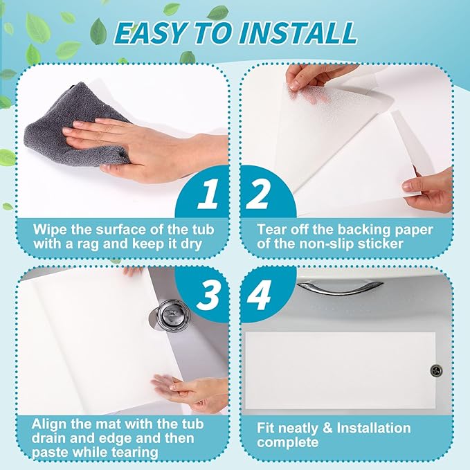 16" x 40" Non Slip Bathtub Mat with Drain Cut Out Anti Slipping Non Skid Safe Tub Mat Adhesive Peel and Stick Bath Tub Mat PEVA Tub Sticker for Shower Floor Boat Wet Areas(Clear) - Image 5