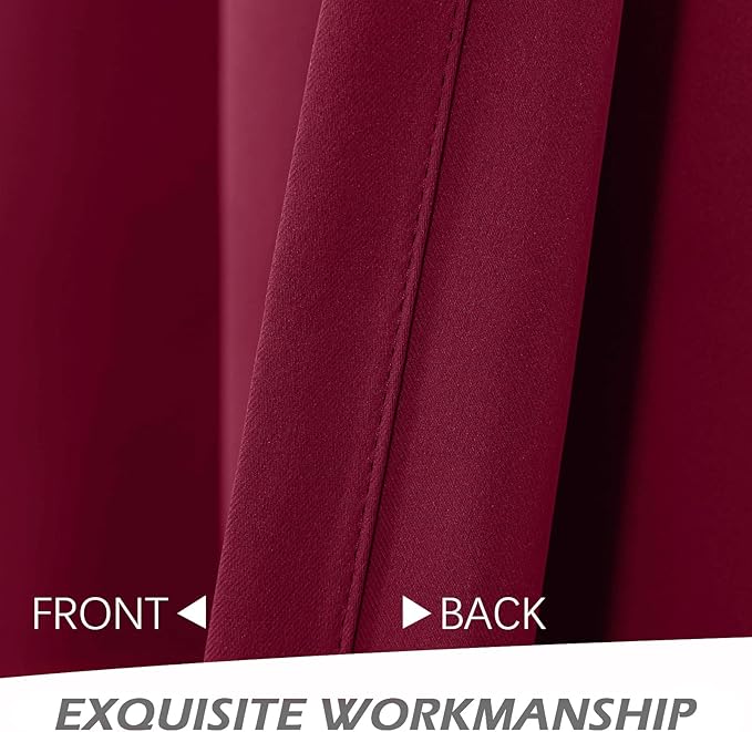 MYSKY HOME Grommet top Thermal Insulated Window Blackout Curtains, 42 x 63 Inch, Burgundy, 1 Panel - Image 4