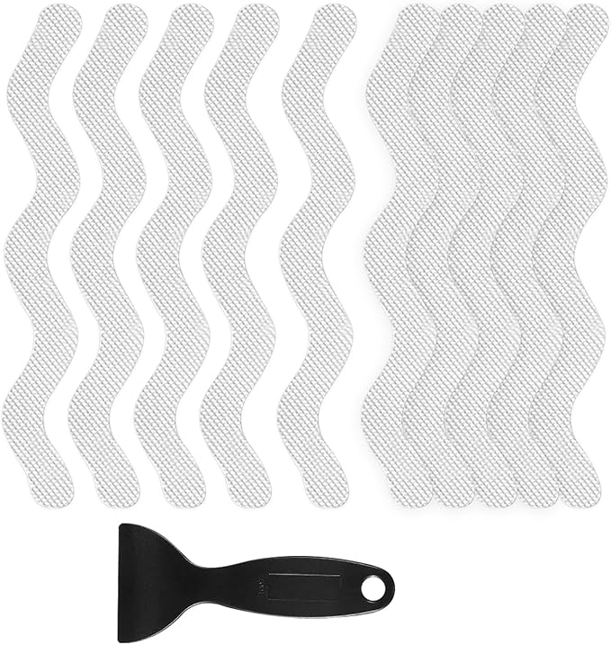 24 PCS Anti Slip Shower Stickers, Safety Bathtub Non Slip Strips, Adhesive Decals Anti Skid Tape with Scraper for Tub, Shower, Steps, Floor, Stairs by YAHENLI