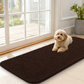 OLANLY Dog Door Mat for Muddy Paws 47x20, Absorbs Moisture and Dirt, Absorbent Non-Slip Washable Doormat, Quick Dry Chenille Mud Mat for Dogs, Entry Indoor Entryway Carpet for Inside Floor, Brown by OLANLY
