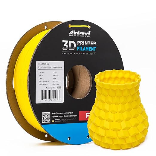 INLAND Micro Center PLA+ 3D Printing Filament 1.75mm - PLA Pro Dimensional Accuracy +/- 0.03 mm - 1kg Cardboard Spool (2.2 lbs) (1 Pack Yellow, 1.75mm) by INLAND