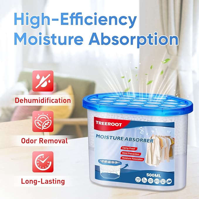 8 Pack Moisture Absorbers, 16 OZ Humidity Absorber Bucket, Moisture Absorbers for Closet, Dehumidifier Bucket for Wardrobes, Kitchens and Bathrooms, Fragrance Free Humidity Absorber - Image 3