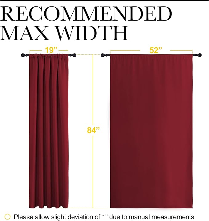 NICETOWN Living Room Curtains for Window - Energy Efficient & Noise Reducing Thermal Insulated Rod Pocket Blackout Drapes/Draperies for Living Room (Burgundy Red, 2 Panels, W52 inches x L84 inches) - Image 7