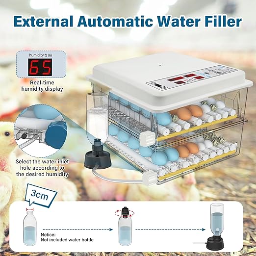 Incubators for Hatching Eggs, 120 Egg Incubator with Automatic Egg Turning and Humidity Monitor,Temperature Control, 5 Automatic Incubation Modes and Incubation Days Record, White - Image 3