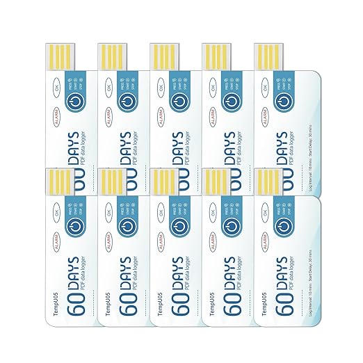 Tzone Temperature Data Logger USB Single Use Temp Recorder 10 Packs with PDF Report, Disposable Thermometer Logger Recording Freezer Logger for Cold Chain Transportation Fruit Storage IP67 Waterproof by Tzone