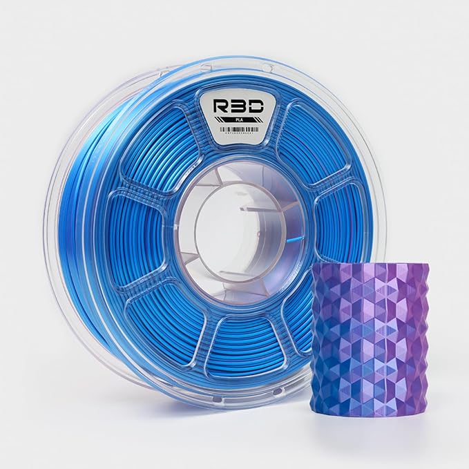 R3D Dual Color Silk PLA Filament, Co-Extrusion 3D Printer Filament 1.75mm, 30-370 mm/s High Speed PLA, Dimensional Accuracy +/- 0.02 mm, 1KG Plastic Spool (Silk Purple-Blue) by R3D