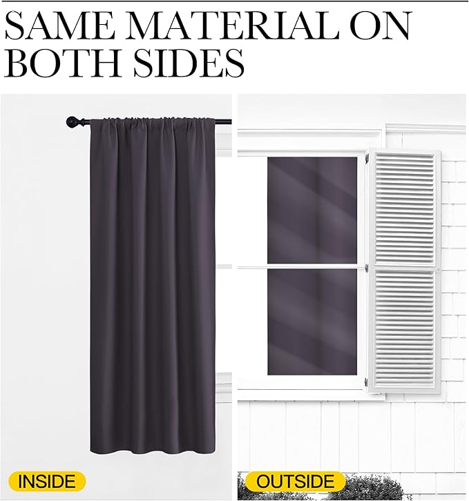 NICETOWN Blackout Curtains for Living Room, Greyish Purple, 2 Panels, 42 by 63, Darkening Window Curtain Panels, Easy-Care Solid Thermal Insulated Draperies/Drapes for Daughter Room - Image 5