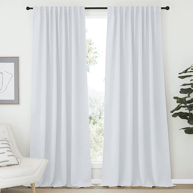 NICETOWN Living Room Darkening Curtain Drapes - (Cloud Grey Color) W70 x L108, Set of 2, Room Darkening Window Treatment Drapery Panels by NICETOWN