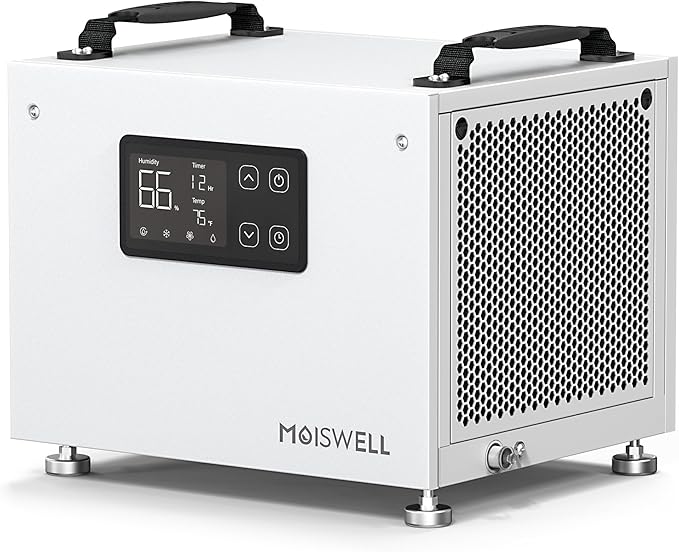 70 Pints Commercial Dehumidifier, Portable Crawl Space Dehumidifier for Basement Energy Star Certified Compact Dehumidifiers for Home with Drain Hose, Auto Defrost, Timer by Moiswell