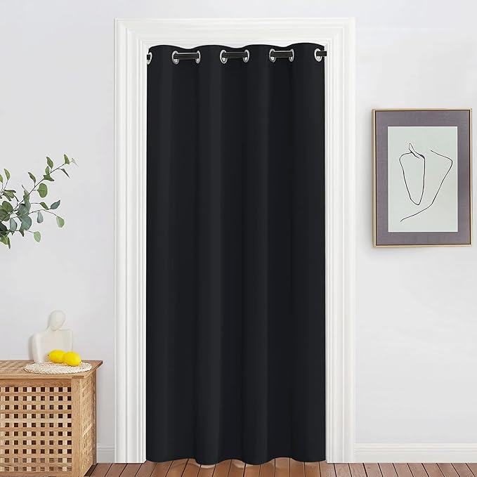 NICETOWN Black Blackout Curtain 78 inches Long - Thermal Insulated Grommet Soundproof Heat & Cold Blocking Privacy Doorway Curtain Window Treatment for Bedroom (1 Panel, W52 x L78) by NICETOWN