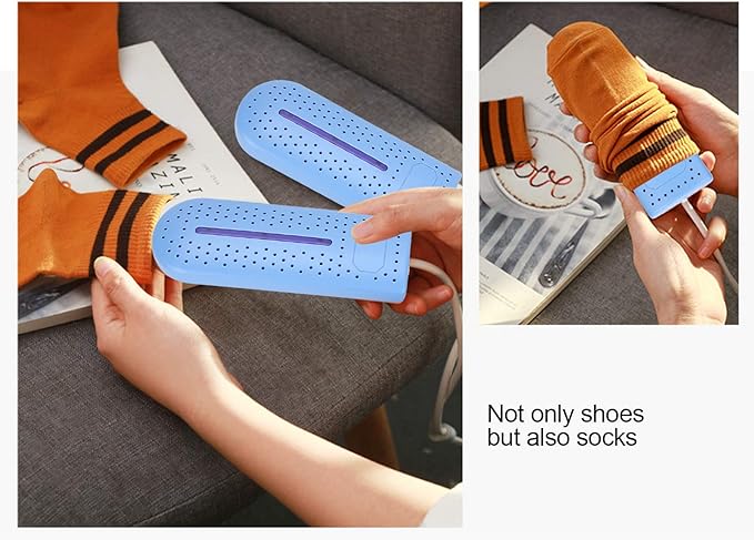 Shoe Dryer, 360° Heating Quick Drying Portable Boot Dryer, No Noise Foot Dryer for Rainy Seasons Winter Travel, Dormitory Eliminate Bad Odor Electric Warmer for Gloves, Socks, Ski Boots(Blue) - Image 6