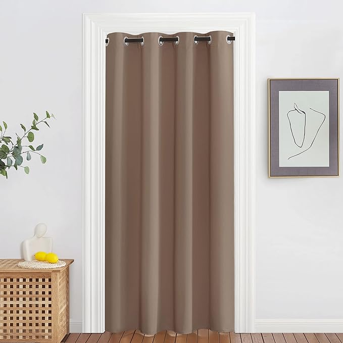 NICETOWN Blackout Curtain 78 inch Length - Grommet Thermal Insulated Room Darkening Doorway Curtain Sound & Light Blocking for Bedroom/Living Room, Cappuccino, W52 x L78, 1 Panel by NICETOWN
