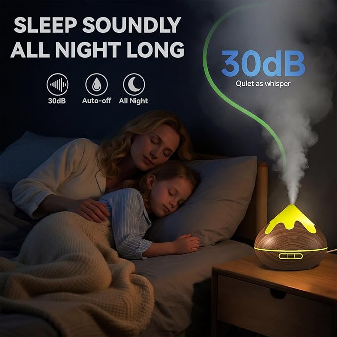 500ML Essential Oil Diffuser, Ultrasonic Aromatherapy Diffuser with Remote Control, Air Diffusers for Home Office Room, Fragrance Aroma Diffuser with 7 Color LED & 2 Mist Mode, Mocha Brown - Image 7