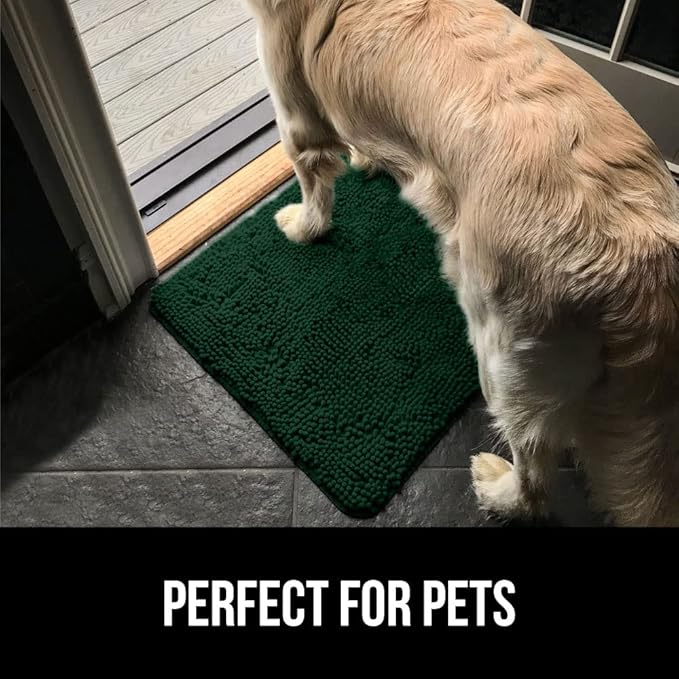 GORILLA GRIP SOAKSTOPPER Dog Door Mat, 36x24 Machine Washable Rug Absorbent Doormat Captures Moisture Mud Dirt, Quick Dry Soft Chenille Entryway Rugs Indoor Entrance Mats for Dog Paws, Deep Green - Image 6