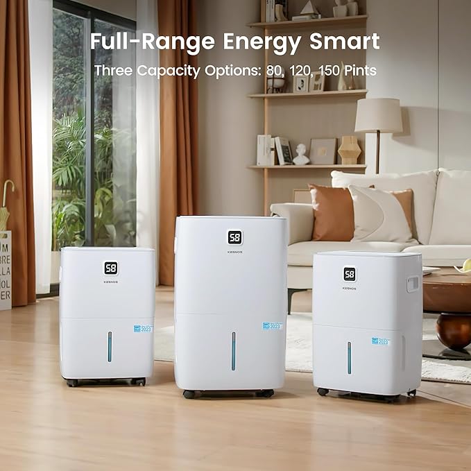 Kesnos 120 Pints Energy Star Dehumidifier for Home & Basement with Drain Hose, Front LED Display and 1.06 Gal Water Tank, Ideal for Spaces up to 6,500 Sq. Ft., Featuring Auto Defrost & Timer Function - Image 9