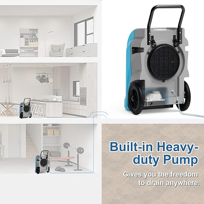 AlorAir 270 Pints Commercial Dehumidifiers Smart Wi-Fi with Pump, Up to 3,000 Sq.Ft Coverage for Large Room or Basements, Industrial Dehumidifier with Drain Hose, 5 Years Limited Warranty - Image 4