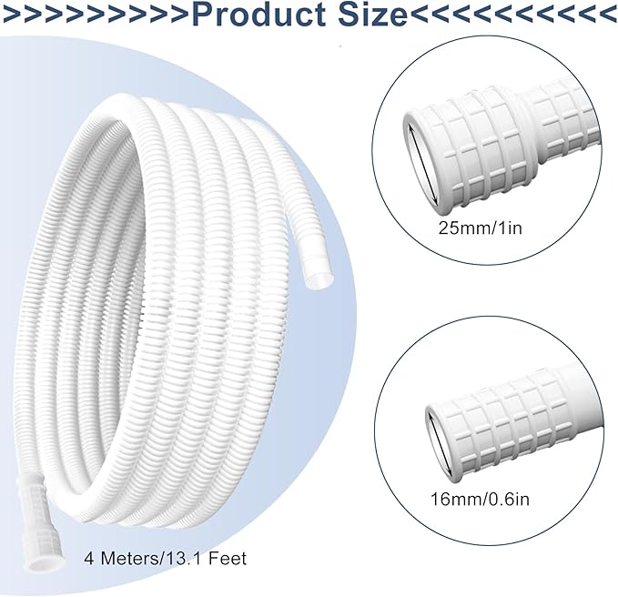 Universal Dehumidifier Drain Hose 13 Feet Air Conditioner Hose with Cut-Table Rubber Adapter Connect Clamp and Teflon Tape, Drain Pipe for Dehumidifiers, Air Conditioners - Image 2