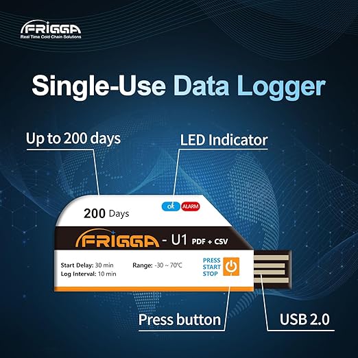 Frigga 50 Pack Temperature Data Logger Single Use Temperature Recorder 28800 Points USB Temperature Loggers Disposable High Accuracy 200 Days Cold Chain Transportation with PDF CSV Report - Image 4