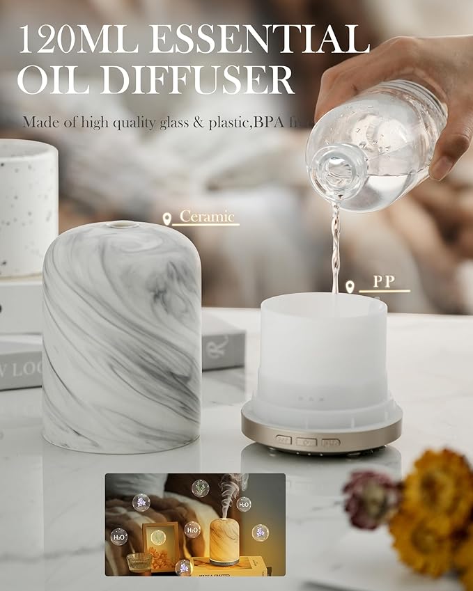 Essential Oil Diffuser – 2.4MHz Ultrasonic Aromatherapy Diffuser, Health Night Light, Timer & Auto Shut-Off, BPA-Free, 120ml Aroma Diffuser for Home, Office, Spa, Yoga, Hotel - Image 6