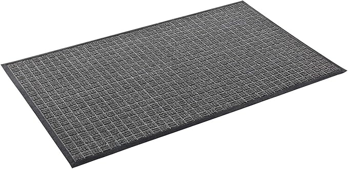 Kempf Water Retainer Front Door Mat, 18” x 30”, Black, Outdoor Indoor Entrance, Non-Slip, Low Profile, Natural Rubber Doormat, Traps Dirt and Moisture by Kempf