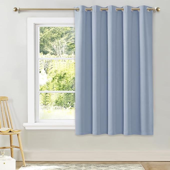 NICETOWN Bedroom Window Blackout Curtain Panel, Vintage Blue, 1 Panel, 70 x 63 inch, Thermal Insulated Blackout Drape/Drapery for Loft, Guestroom by NICETOWN