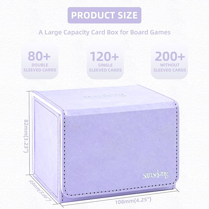 Magic Card Deck Box for MTG Single Deck Card Box fits 100+ TCG Sleeved Cards Tyvek® Paper Card Box Top Loading Card Boxes Magic Gift for MTG TCG CCG (Horizontal,Light Purple) - Image 2