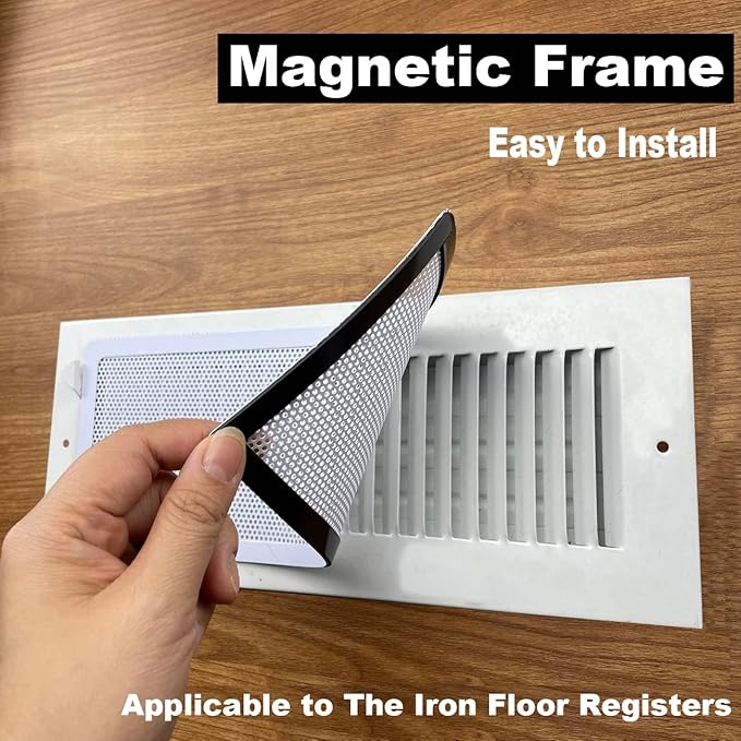 White Floor Register Vent Screen Cover 4"x10" Magnetic, Perfect for Wall/Ceiling/Floor Air Vent Filters (4-Packs) - Image 2