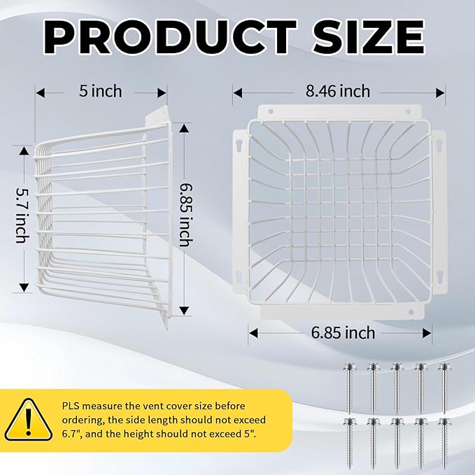 Universal Outside Bird Guard - Stainless Steel Construction Vent Cover, Fits 3 inch to 4 inch Vent Hoods, Prevents Birds, Rodents and Debris from Entering Dryer or Bathroom Exhaust Fan, White - Image 2