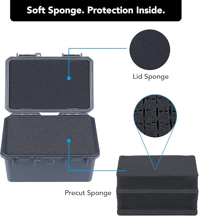 Lykus HC-1730 Mini Hard Case Dry Box with Foam Insert, Interior Size 6.5x3.9x3.7 in, IP66 Splash-Proof, Suitable for Cellphones, Tools, Small Devices and More - Image 2