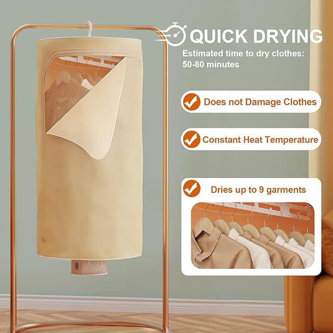 3-in-1 Multifunctional Portable Dryer for laundry Clothes Dryer, Boot Dryer, With Time Setting、Remote Control, Laundry, Apartments, RV, Travel, Low noise、Energy Saving - Image 2