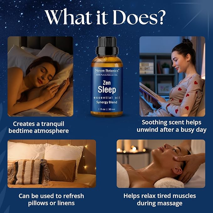 Zen Sleep Essential Oil Blend 30 ml - Lavender & Rosemary Relaxing Oil for Diffusers & Humidifiers - Calming Aromatherapy for Peaceful Sleep - Nexon Botanics - Image 3