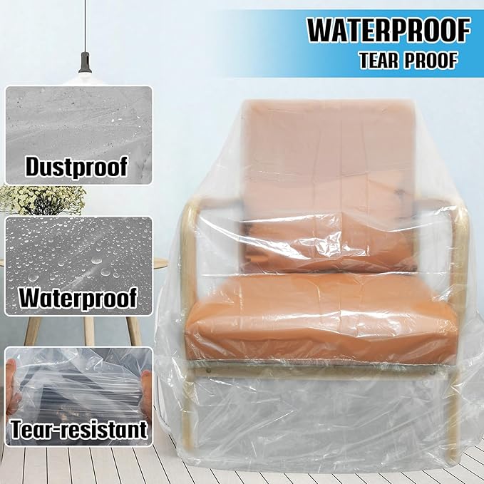 Plastic Couch Cover,Clear Sofa Cover,Waterproof Furniture Covers for Moving and Storage,Couch Cover Moving Bags,Plastic Sofa Bag Slipover Furniture Protector,Recliner Cover - Image 7