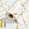 Drawer and Shelf Liner for Kitchen Cabinet Non Slip Waterproof Shelf Paper 23.6 in X 30 Ft Non Adhesive Refrigerator Liners Gold White Marble Easy Liners for Bathroom Cupboard by Kimhan