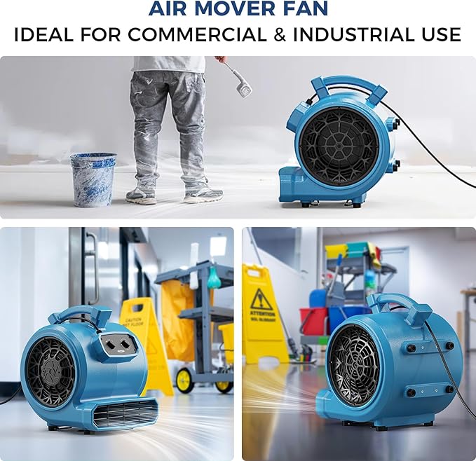 ALORAIR 4000 CFM Air Mover Blower Fan for Industrial, Floor Drying Fan, Carpet Dryer - Timer, Stackable, 3 Speeds, 5 Adjustable Angles Ideal for Water Damage Restoration and Plumbing - GE4000T - Image 6