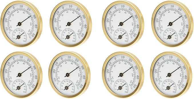 TEAMWILL Mini Analog Thermometer Hygrometer Humidity Meter Room Indoor Temperature, 2 in 1 Indoor Outdoor Temperature Humidity Monitor Gauge (8) by Unknown