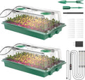 Seed Starter Tray, 80-Cells Seedling Starter Trays with Grow Light and Humidity Dome, Reusable Seed Germination Kit for Indoor Gardening Seed Starting (2 Pack, Green Base) by YJXFON