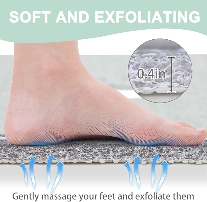 Square Shower Mat Non Slip: 24x24 Inch Extra Large Shower Mats for Inside Shower, Anti Slip Shower Floor Mat, Loofah Shower Stall Mats for Elderly, Non Slip Shower Mat with Drain Hole in Middle - Image 3
