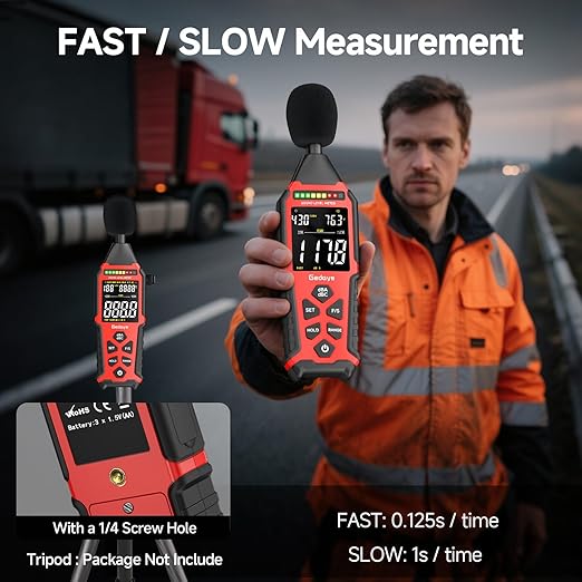 Power Supply Available Decibel Meter, Gedaye Sound Level Meter, A/C Weighted SPL Meter, Noise Measure Device 30-130dB, Noise Detector Sound Monitor Decibel Reader Classroom Factory Noisy Neighbor - Image 6