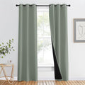 NICETOWN 100% Blackout Window Curtain Panels, Heat and Full Light Blocking Drapes with Black Liner for Nursery, 80" Drop Thermal Insulated Draperies (Greyish Green, 2 Pieces, 37" Wide Each Panel) by NICETOWN
