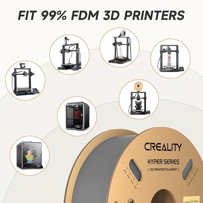 Creality Hyper PLA Filament 1.75mm Grey & Grey 2KG, 30-600mm/s Rapid High Speed PLA 3D Printer Filament, 2 Pack 1kg Spool(2.2lbs) PLA, Dimensional Accuracy +/-0.02mm, Fit Most FDM 3D Printer - Image 5