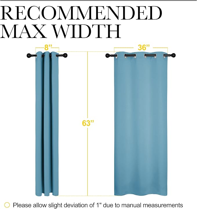 NICETOWN Window Treatment Thermal Insulated Solid Grommet Room Darkening Curtains/Drapes for Bedroom (Set of 2 Panels, 42 by 63 inches Long, Teal Blue=Light Blue) - Image 7