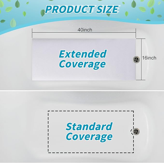 16" x 40" Non Slip Bathtub Mat with Drain Cut Out Anti Slipping Non Skid Safe Tub Mat Adhesive Peel and Stick Bath Tub Mat PEVA Tub Sticker for Shower Floor Boat Wet Areas(White) - Image 3