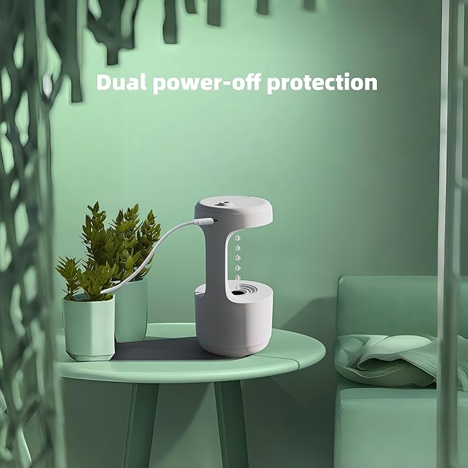 Humidifiers for Bedroom, 800ml Cool Mist Air Humidifie, Anti-Gravity Digital Humidifier with LED Display, Quiet Knob Control for Bedroom, Plants, Nursery, Office - White - Image 4