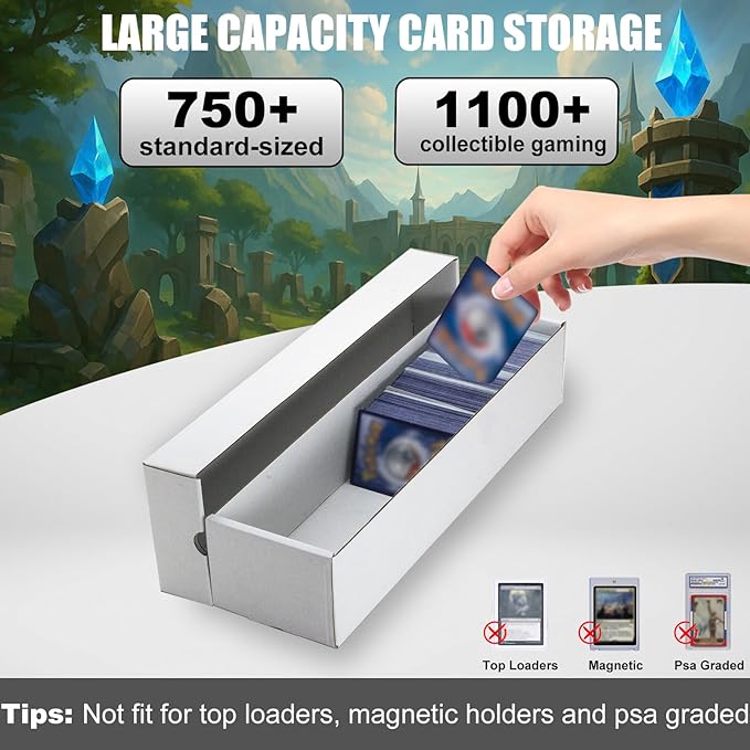 Trading Card Storage Box 6 Pack 1200 count with Lid, White Corrugated Cardboard Sports Card Storage Box for TCG/Magic/Mtg Storage and Collection, Horizontal - Image 2