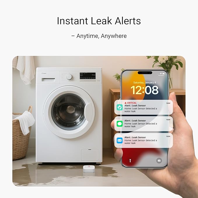 YoLink Water Leak Starter Kit: Hub + 4 Leak Sensor 1 (Silent), LoRa Long-Range, App/SMS/Email Alerts, D2D Offline Triggers, 2 AAA Up to 5-Year Battery, Compatible with Alexa/IFTTT/Home Assistant - Image 3