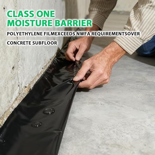 6 Mil 360 sq. ft. Black Moisture Barricade Underlayment Polyethylene Film Roll for Vinyl, Laminate SPC, Engineered Wood Floors with Adhesive Strip - Image 7