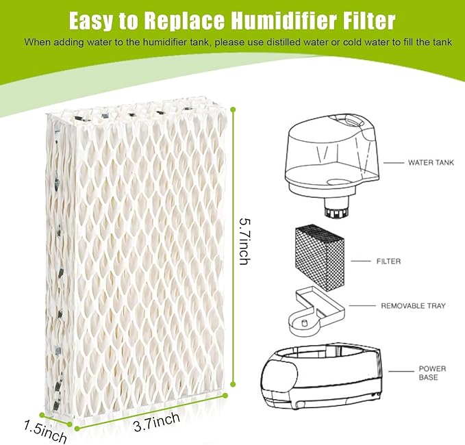 4 Pack WF813 Humidifier Filters Wick Replacement Compatible with ReliOn RCM-832 RCM-832N WF813 DH832 ProCare PCWF813 Equate EQWF813 EQ-2119-UL Duracraft DH-830 Cool Mist Humidifier Filters - Image 7