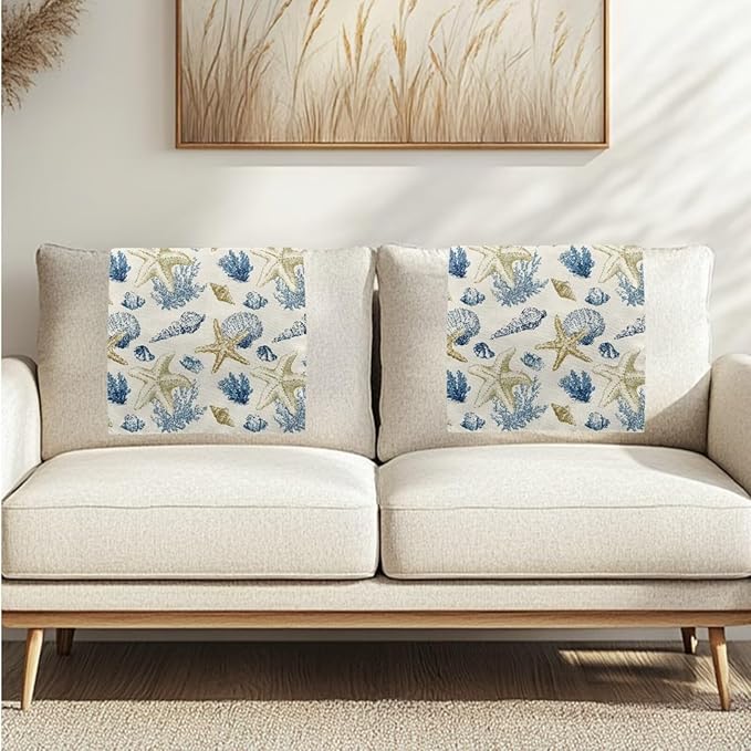Beach Starfish Seashell Cover for Recliner Non-Slip Peach Flower Furniture Slipcover Washable Fabric Headrest Protector Couch Recliner Headrest Cover Living Room Decor - Image 7