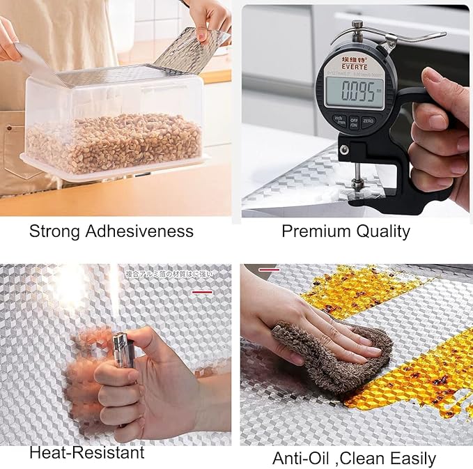 Kitchen Wallpaper Oil Proof Sticker Aluminum Foil Backsplash Self-Adhesive Contact Paper Cabinet Liner Waterproof and Heat Resistant Peel and Stick Wallpaper(15.7X394 Inches) - Image 2