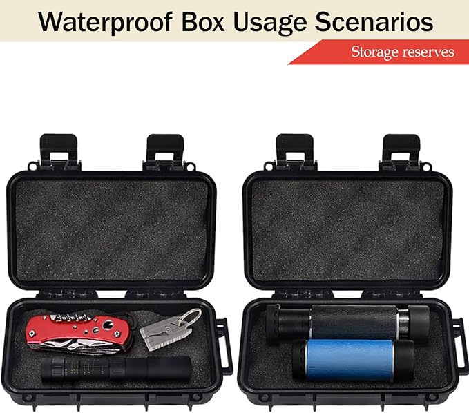 Dry Storage Box, Shockproof Waterproof Box with 2 U‑Shape Buckle, Plastic Storage Container for Cameras, Phones, Camping, Fishing, Hiking(Large-Black) - Image 5